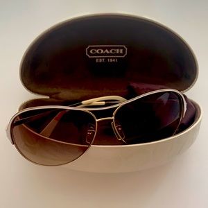 Cute white/ gold aviator coach sunglasses